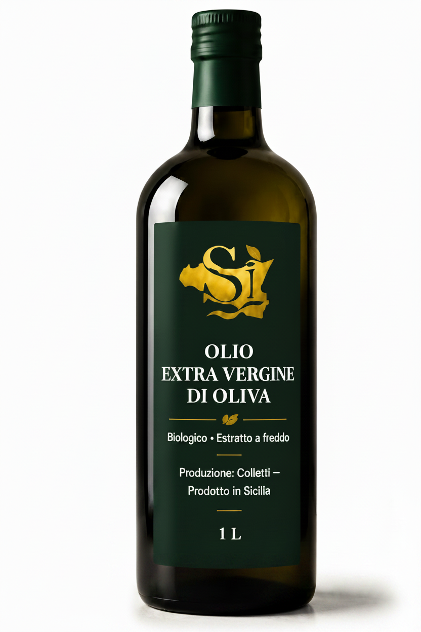 Bottiglia Olio Extra Vergine di Oliva Biologico Sicìa 1L